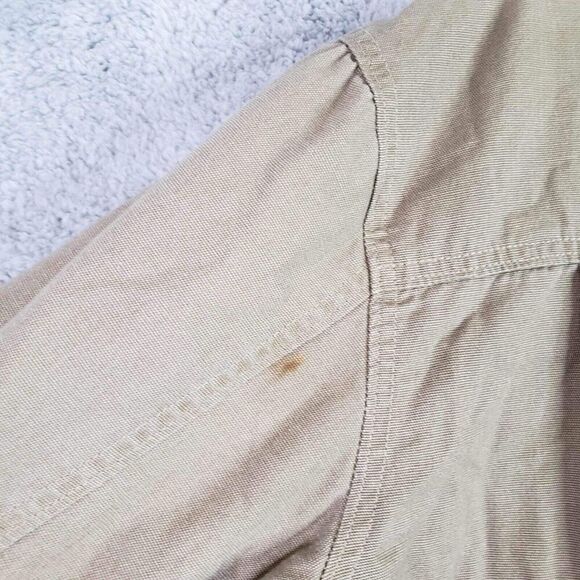 Woolrich Button Up Hunting Shirt Mens Size XL Tan Brown Long Sleeve Patch Flaw - Picture 9 of 11